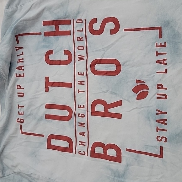 DUTCH Bros Coffee Blue Tie Dye Impact Cotton Tee size Medium Change the World - Picture 4 of 6